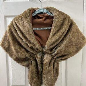 Luxurious Faux Fur Cape in Rich Brown